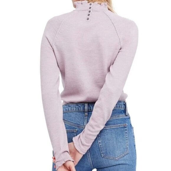 Free People Womens Ruffled Pullover Sweater in Lilac - Picture 10 of 11